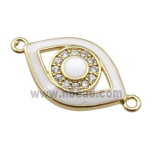 copper Eye connector paved zircon with white enamel, gold plated