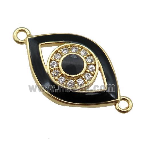 copper Eye connector paved zircon with black enamel, gold plated