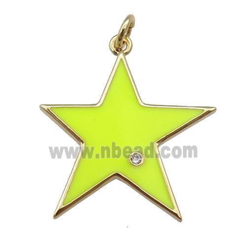 copper Star pendant with yellow enamel, gold plated