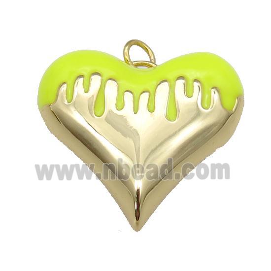 copper Heart pendant with yellow enamel, gold plated