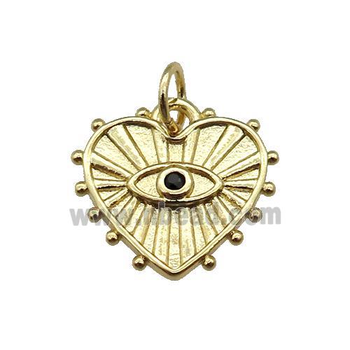 copper Heart pendant paved zircon, eye, gold plated