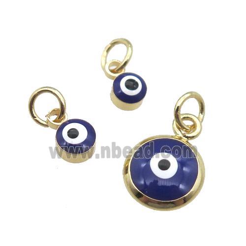 copper Evil Eye pendant with royalblue enamel, gold plated