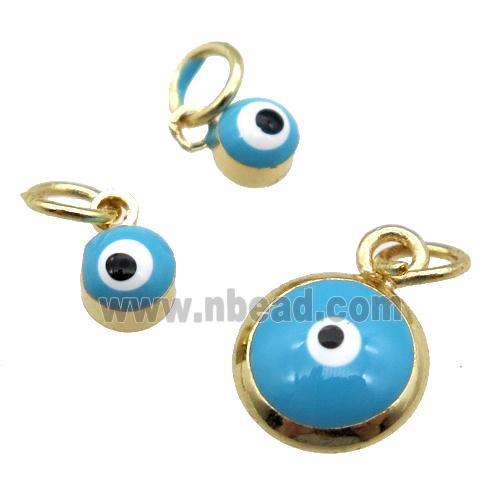 copper Evil Eye pendant with blue enamel, gold plated