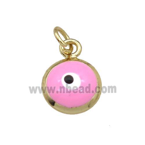 copper Evil Eye pendant with pink enamel, gold plated