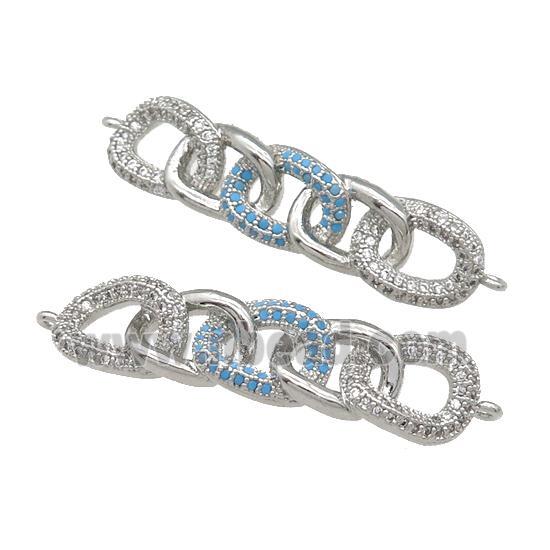 copper Linker Connector pave zircon, platinum plated