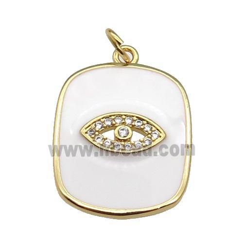 copper Rectangle paved zircon with white enamel, eye, gold plated