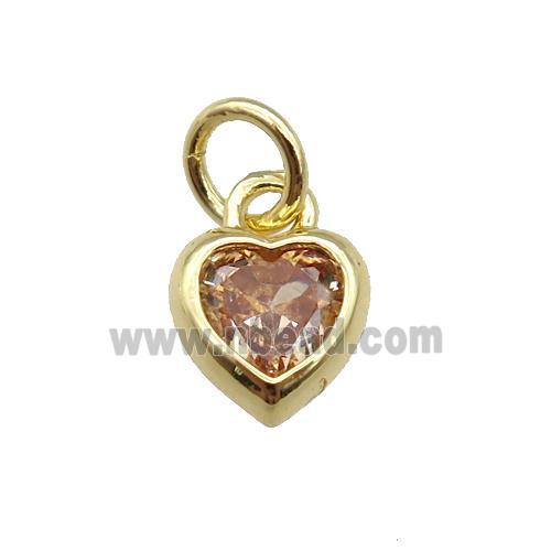 copper Heart pendant paved champagne zircon, gold plated