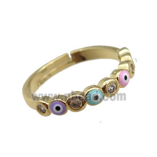 copper Rings with enamel Evil Eye, gold plated