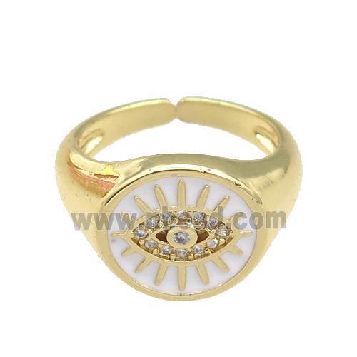 copper Rings with white enamel Evil Eye, gold plated