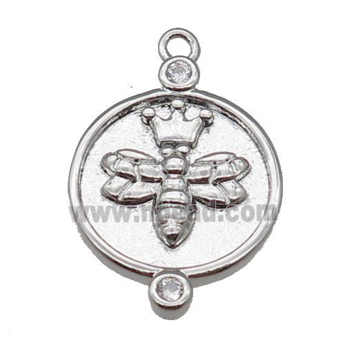 copper honeybee pendant, platinum plated