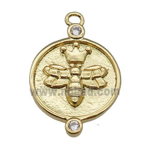 copper honeybee pendant, gold plated