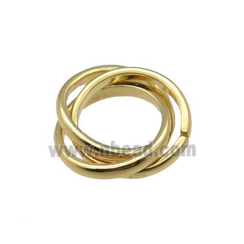 copper circle Link ring pendant, gold plated