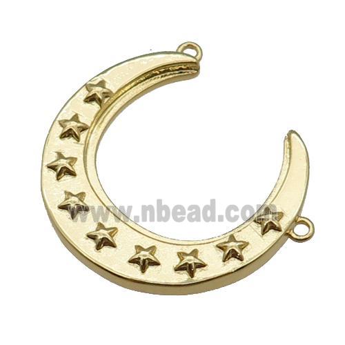 copper crescent moon pendant, gold plated