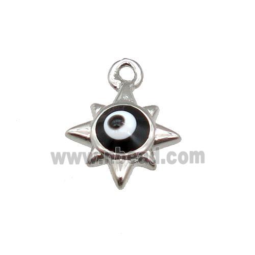 copper Evil Eye pendant with black enamel, platinum plated