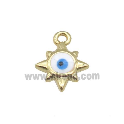 copper Evil Eye pendant with white enamel, gold plated