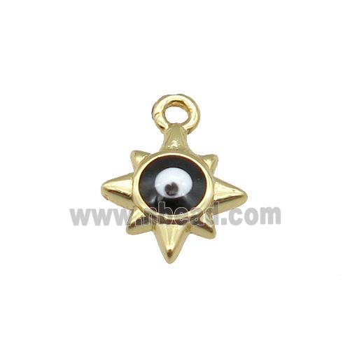 copper Evil Eye pendant with black enamel, gold plated