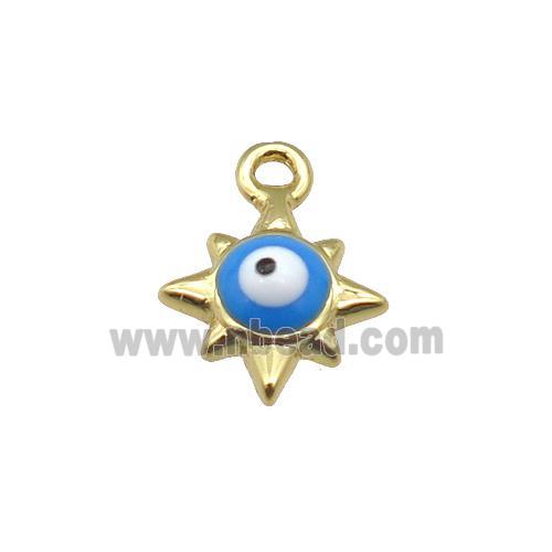 copper Evil Eye pendant with blue enamel, gold plated