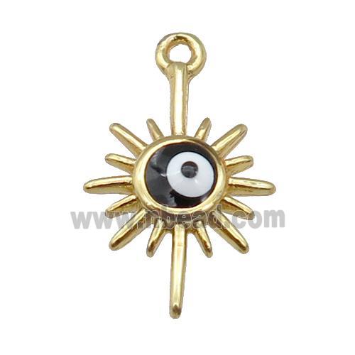 copper Evil Eye pendant with black enamel, gold plated