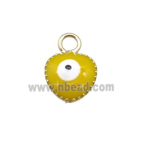 copper Evil Eye pendant with yellow enamel, gold plated