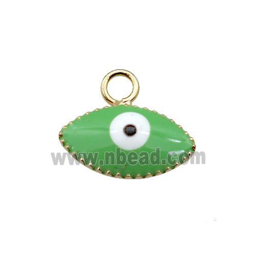 copper Evil Eye pendant with green enamel, gold plated