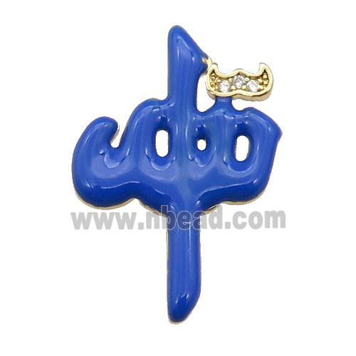 copper Charm pendant with blue enamel, gold plated