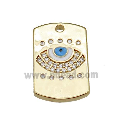 copper rectangle paved zircon with white enamel eye, gold plated