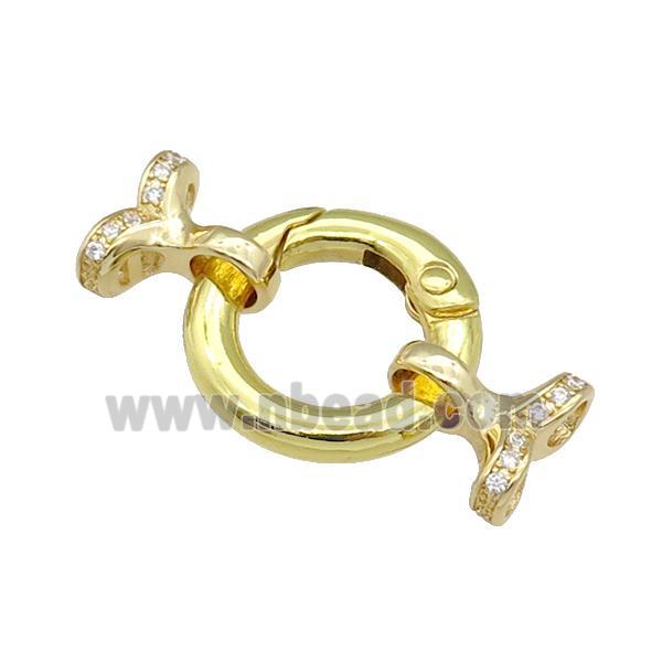 copper Clasp paved zircon, gold plated