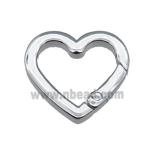copper Carabiner Clasp, heart, platinum plated
