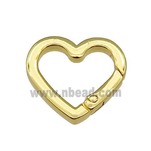copper Carabiner Clasp, heart, gold plated