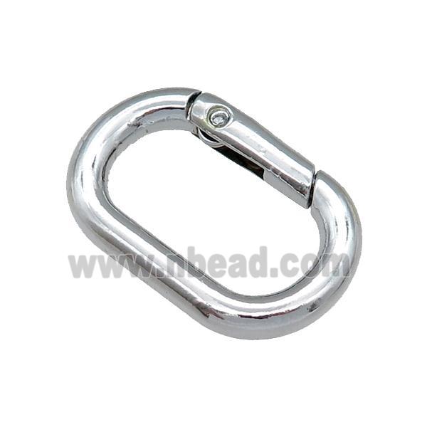 copper Carabiner Clasp, oval, platinum plated