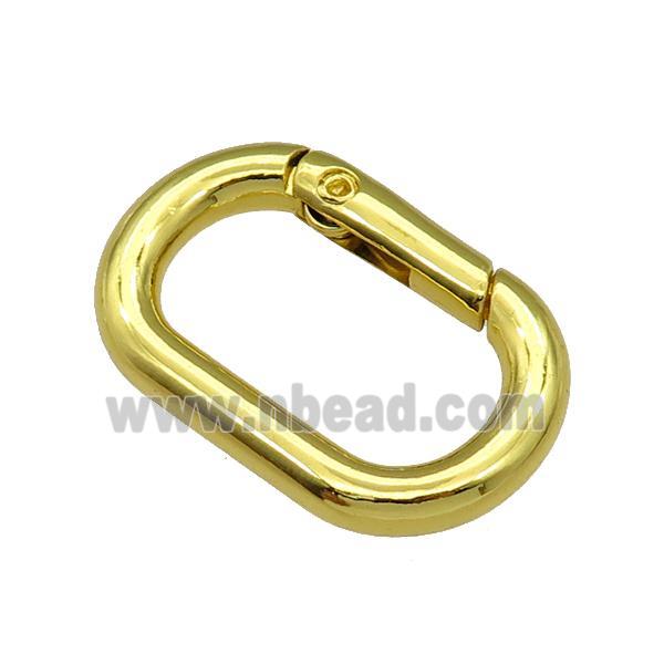 copper Carabiner Clasp, oval, gold plated