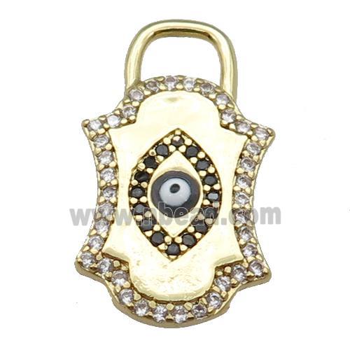 copper Eye pendant paved zircon with black enamel, gold plated