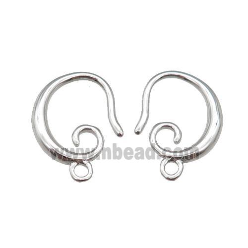 copper Hook Earring, platinum plated