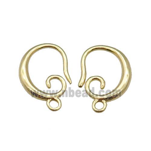 copper Hook Earring, gold plated