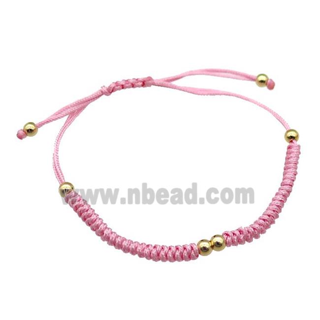 pink nylon braclet, adjustable