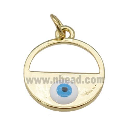 copper circle with white enamel Evil Eye, gold plated