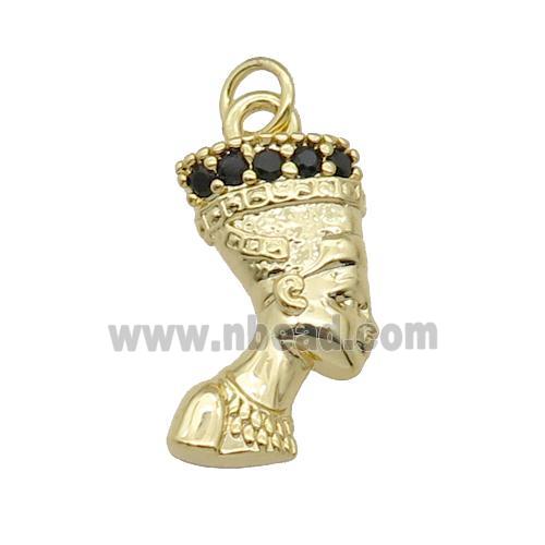 copper Egyptian pendant pave zircon, gold plated
