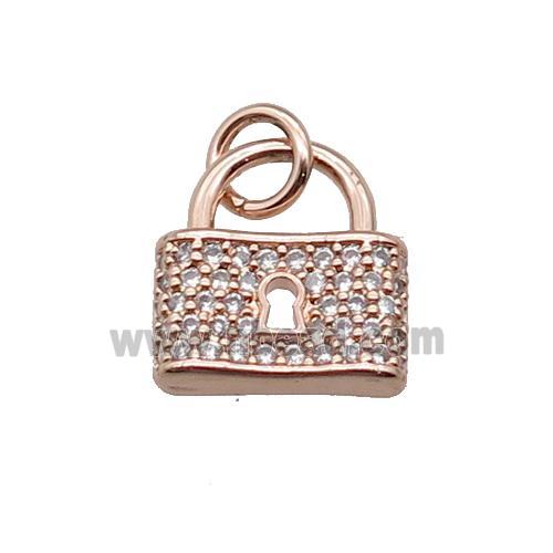 copper Lock pendant paved zircon, rose gold