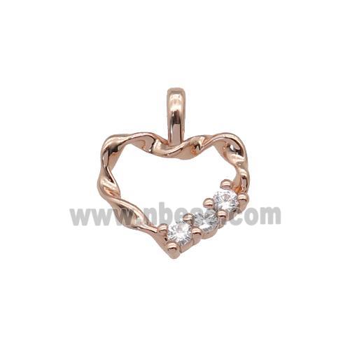 copper Heart pendant paved zircon, rose gold