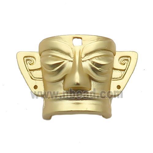 copper Sanxingdui charm pendant, face, duck-gold