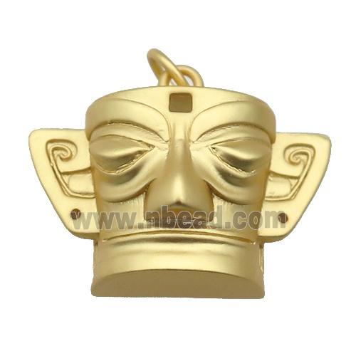 copper Sanxingdui Face Charm pendant, duck-gold