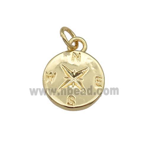 copper Compass pendant, gold plated