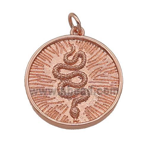 copper circle Snake pendant, rose gold