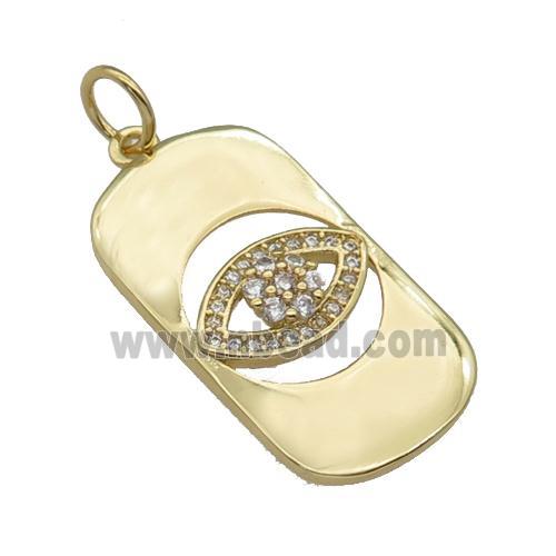 copper rectangle Eye pendant paved zircon, gold plated