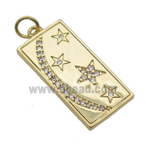 copper Moon star pendant paved zirocn, gold plated