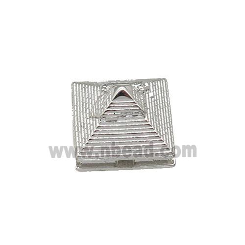 coppery Pyramid charm beads, platinum plated