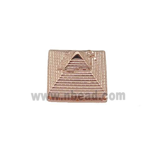 coppery Pyramid charm beads, rose gold