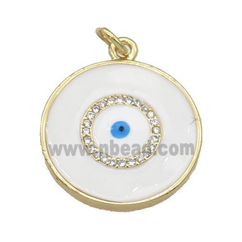 copper coin Eye pendant with withe enamel, gold plated