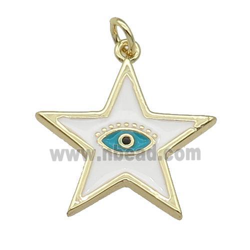 copper star Eye pendant with withe enamel, gold plated