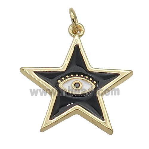 copper star Eye pendant with black enamel, gold plated
